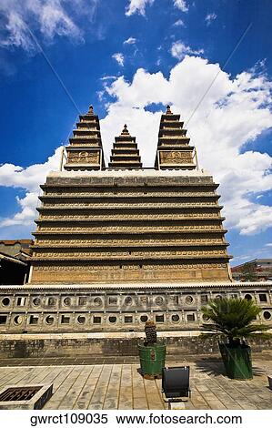 Low angle view of a pagoda, Five Pagoda Temple, Hohhot, Inner Mongolia, China View Large Photo Image Stock Photography - Low angle view of a pagoda, Five Pagoda Temple, Hohhot, Inner Mongolia, China. Fotosearch