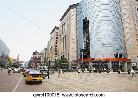 Stock Photography - Low angle view of buildings in a city, WangfuJing, Beijing, China. Fotosearch