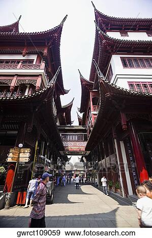 Low angle view of buildings, Yu Yuan Gardens, Shanghai, China View Large Photo Image Stock Photo - Low angle view of buildings, Yu Yuan Gardens, Shanghai, China. Fotosearch