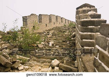 Stock Photo - Old ruins of a wall, Great Wall Of China, Beijing, China. Fotosearch
