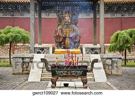 Statue in a temple, Dai Temple, Tai'an, Shandong Province, China View Large Photo Image Stock Photo - Statue in a temple, Dai Temple, Tai'an, Shandong Province, China. Fotosearch