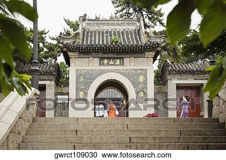 Tourists at a temple, Zhanshan Temple, Qingdao, Shandong Province, China View Large Photo Image Stock Image - Tourists at a temple, Zhanshan Temple, Qingdao, Shandong Province, China. Fotosearch