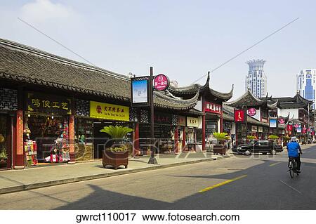 Buildings along a street, Yu Yuan Gardens, Shanghai, China View Large Photo Image Stock Photo - Buildings along a street, Yu Yuan Gardens, Shanghai, China. Fotosearch