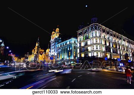 Buildings lit up at night, Lujiazui, The Bund, Shanghai, China View Large Photo Image Stock Image - Buildings lit up at night, Lujiazui, The Bund, Shanghai, China. Fotosearch
