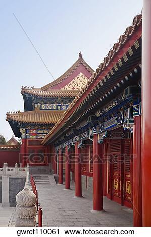Colonnade in a building, Forbidden City, Beijing, China View Large Photo Image Stock Image - Colonnade in a building, Forbidden City, Beijing, China. Fotosearch
