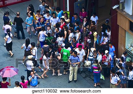 High angle view of tourists in a market, Yu Yuan Gardens, Shanghai, China View Large Photo Image Stock Image - High angle view of tourists in a market, Yu Yuan Gardens, Shanghai, China. Fotosearch