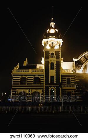 Low angle view of a building lit up at night, Beijing, China View Large Photo Image Stock Photo - Low angle view of a building lit up at night, Beijing, China. Fotosearch