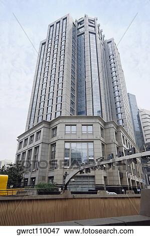 Low angle view of a skyscraper, Shanghai, China View Large Photo Image Stock Photo - Low angle view of a skyscraper, Shanghai, China. Fotosearch