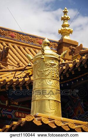 Low angle view of sculptures on the roof of a temple, Da Zhao Temple, Hohhot, Inner Mongolia, China View Large Photo Image Picture - Low angle view of sculptures on the roof of a temple, Da Zhao Temple, Hohhot, Inner Mongolia, China. Fotosearch