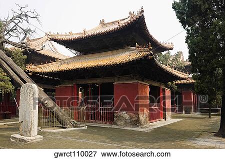 Stone tablet in front of a pagoda, Thirteen Tablet Pavilions, Temple of Confucius, Qufu, Shandong Province, China View Large Photo Image Stock Photo - Stone tablet in front of a pagoda, Thirteen Tablet Pavilions, Temple of Confucius, Qufu, Shandong Province, China. Fotosearch