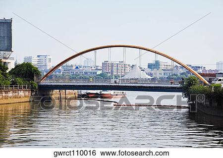 Suspension bridge over a river, Shamian Island, Guangzhou, Guangdong Province, China View Large Photo Image Stock Photograph - Suspension bridge over a river, Shamian Island, Guangzhou, Guangdong Province, China. Fotosearch