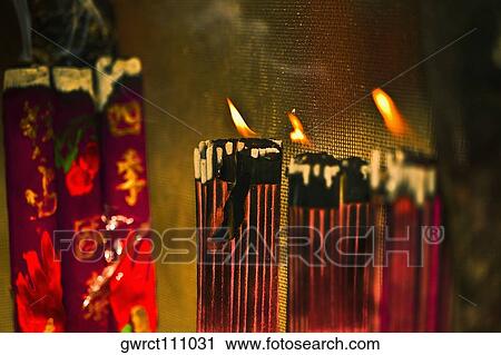 Close-up of burning incense sticks, Tai'an, Shandong Province, China View Large Photo Image Stock Image - Close-up of burning incense sticks, Tai'an, Shandong Province, China. Fotosearch