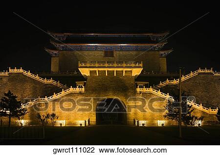 Facade of a tower, Archery Tower, Beijing, China View Large Photo Image Stock Image - Facade of a tower, Archery Tower, Beijing, China. Fotosearch
