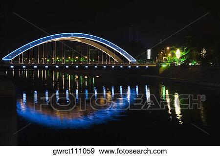 Reflection of a bridge in a river, Hefei, Anhui, China View Large Photo Image Stock Photo - Reflection of a bridge in a river, Hefei, Anhui, China. Fotosearch