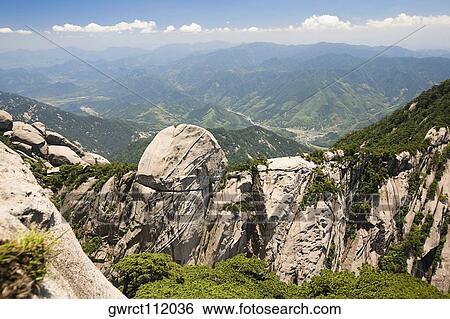 High angle view of mountains, Huangshan Mountains, Anhui Province, China View Large Photo Image Stock Photograph - High angle view of mountains, Huangshan Mountains, Anhui Province, China. Fotosearch