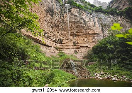 Water falling from a cliff, Taihang Grand Canyon, Linzhou, Henan Province, China View Large Photo Image Picture - Water falling from a cliff, Taihang Grand Canyon, Linzhou, Henan Province, China. Fotosearch