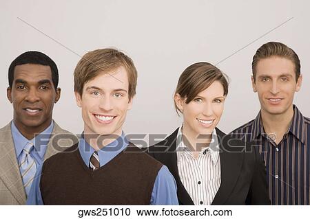 Portrait of four business executives smiling View Large Photo Image Stock Image - Portrait of four business executives smiling. Fotosearch