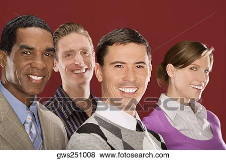 Portrait of four business executives smiling View Large Photo Image Stock Photo - Portrait of four business executives smiling. Fotosearch