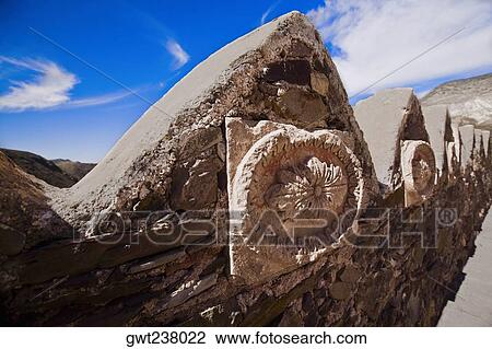 Carvings on surrounding wall of a temple, Pantheon, Real De Catorce, San Luis Potosi, Mexico View Large Photo Image Stock Image - Carvings on surrounding wall of a temple, Pantheon, Real De Catorce, San Luis Potosi, Mexico. Fotosearch
