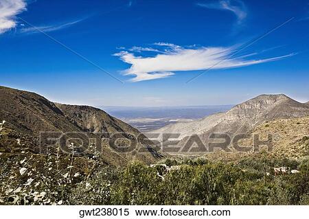 Stock Photography - High angle view of mountains, Real De Catorce, San Luis Potosi, Mexico. Fotosearch