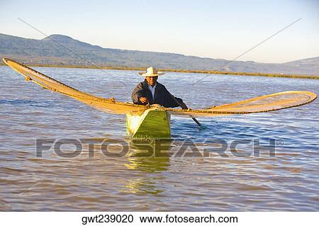 Fisherman with butterfly fishing net in a lake, Janitzio Island, Lake Patzcuaro, Patzcuaro, Michoacan State, Mexico View Large Photo Image Stock Image - Fisherman with butterfly fishing net in a lake, Janitzio Island, Lake Patzcuaro, Patzcuaro, Michoacan State, Mexico. Fotosearch