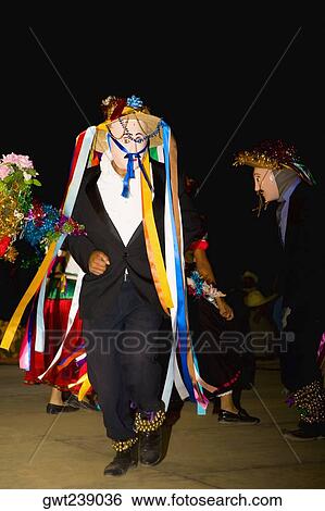 Stock Photograph - Folk dancers performing traditional dance, Janitzio Island, Morelia, Michoacan State, Mexico. Fotosearch