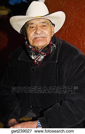 Stock Photo - Portrait of a senior man smiling, Zacatecas State, Mexico. Fotosearch