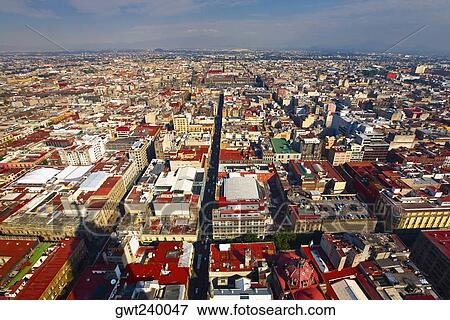 Stock Photo - Aerial view of a city, Mexico city, Mexico. Fotosearch