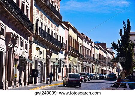 Buildings along a street, Tacuba Street, Zacatecas, Mexico View Large Photo Image Stock Photo - Buildings along a street, Tacuba Street, Zacatecas, Mexico. Fotosearch