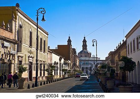 Buildings along a street, Venustiano Carranza Street, Aguascalientes, Mexico View Large Photo Image Picture - Buildings along a street, Venustiano Carranza Street, Aguascalientes, Mexico. Fotosearch