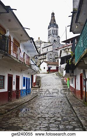 Stock Photography - Cathedral in a town, Cuetzalan, Puebla State, Mexico. Fotosearch