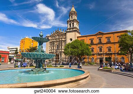 Fountain at a town square, Plaza Del Carmen, San Luis Potosi, Mexico View Large Photo Image Picture - Fountain at a town square, Plaza Del Carmen, San Luis Potosi, Mexico. Fotosearch