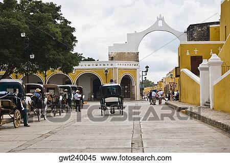 Horse carts in front of a church, Convento De San Antonio De Padua, Izamal, Yucatan, Mexico View Large Photo Image Stock Photography - Horse carts in front of a church, Convento De San Antonio De Padua, Izamal, Yucatan, Mexico. Fotosearch