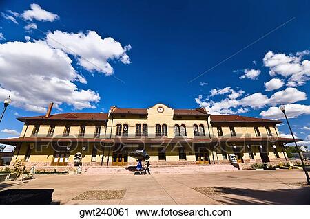 Low angle view of a railroad station building, Three Centuries Memorial Park, Aguascalientes, Mexico View Large Photo Image Stock Image - Low angle view of a railroad station building, Three Centuries Memorial Park, Aguascalientes, Mexico. Fotosearch