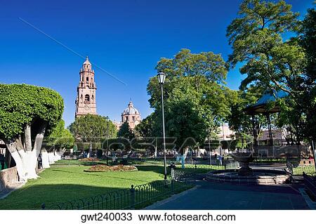 Park with a cathedral in the background, Morelia Cathedral, Plaza De Los Martires, Morelia, Michoacan State, Mexico View Large Photo Image Stock Image - Park with a cathedral in the background, Morelia Cathedral, Plaza De Los Martires, Morelia, Michoacan State, Mexico. Fotosearch