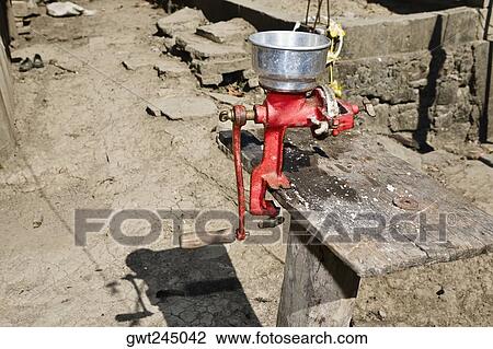 High angle view of a meat grinder, Hidalgo, Papantla, Veracruz, Mexico View Large Photo Image Stock Image - High angle view of a meat grinder, Hidalgo, Papantla, Veracruz, Mexico. Fotosearch