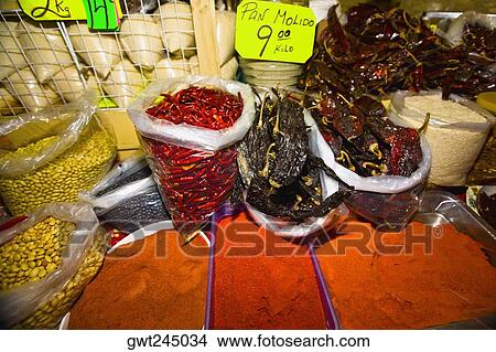 Spices at a market stall, Xochimilco, Mexico View Large Photo Image Picture - Spices at a market stall, Xochimilco, Mexico. Fotosearch