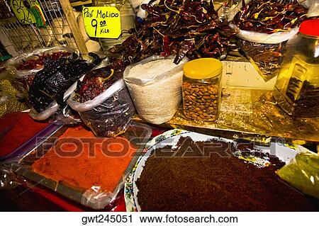 Spices at a market stall, Xochimilco, Mexico View Large Photo Image Stock Image - Spices at a market stall, Xochimilco, Mexico. Fotosearch