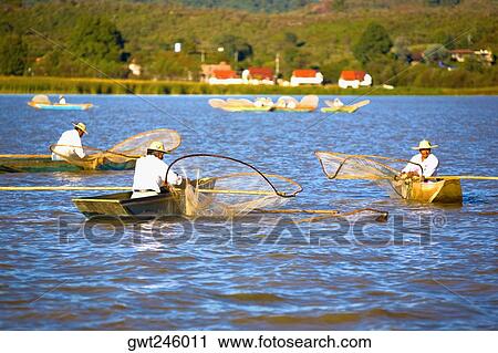 Fishermen fishing in a lake, Lake Patzcuaro, Patzcuaro, Michoacan State, Mexico View Large Photo Image Stock Image - Fishermen fishing in a lake, Lake Patzcuaro, Patzcuaro, Michoacan State, Mexico. Fotosearch