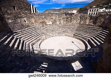 High angle view of old ruins of an amphitheater, Real De Catorce, San Luis Potosi, Mexico View Large Photo Image Stock Photo - High angle view of old ruins of an amphitheater, Real De Catorce, San Luis Potosi, Mexico. Fotosearch