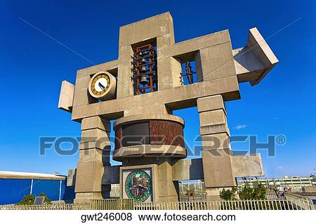 Stock Photo - Low angle view of a bell tower, Basilica De Guadelupe, Mexico City, Mexico. Fotosearch
