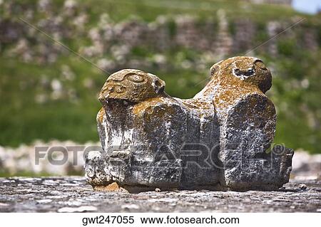 Stock Photography - Close-up of the Jaguar Throne, Uxmal, Yucatan, Mexico. Fotosearch