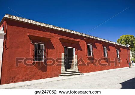 Stock Image - Facade of a house, Oaxaca, Oaxaca State, Mexico. Fotosearch