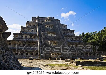 Low angle view of a pyramid, Pyramid Of The Niches, El Tajin, Veracruz, Mexico View Large Photo Image Picture - Low angle view of a pyramid, Pyramid Of The Niches, El Tajin, Veracruz, Mexico. Fotosearch