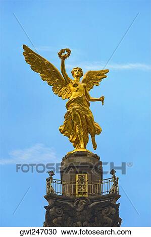 Low angle view of a statue at a monument, Independence Monument, Mexico City, Mexico View Large Photo Image Stock Image - Low angle view of a statue at a monument, Independence Monument, Mexico City, Mexico. Fotosearch