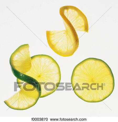 フルーツ ピップ フルーツ 柑橘系の果物 レモン 緑 レモン スライス スライス ストックイメージ F Fotosearch