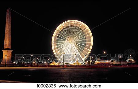big wheel, funfair, obelisk, night, lighting, France, French View Large Photo Image Stock Photograph - big wheel, funfair, obelisk, night, lighting, France, French. Fotosearch
