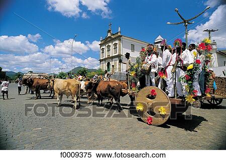 Stock Photography - Brazil, South America, travel, travel exterior, open air, oxen cart. Fotosearch