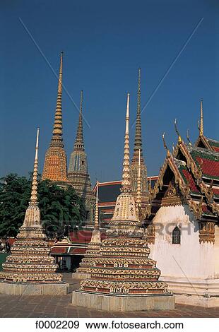 Buddhism, Thailand, South East Asia, Asia, Bangkok, Wat Po Temple View Large Photo Image Stock Photo - Buddhism, Thailand, South East Asia, Asia, Bangkok, Wat Po Temple. Fotosearch