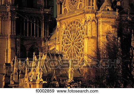 Stock Photo - cathedral, France, French, French Europe, Christian architecture, night, front. Fotosearch